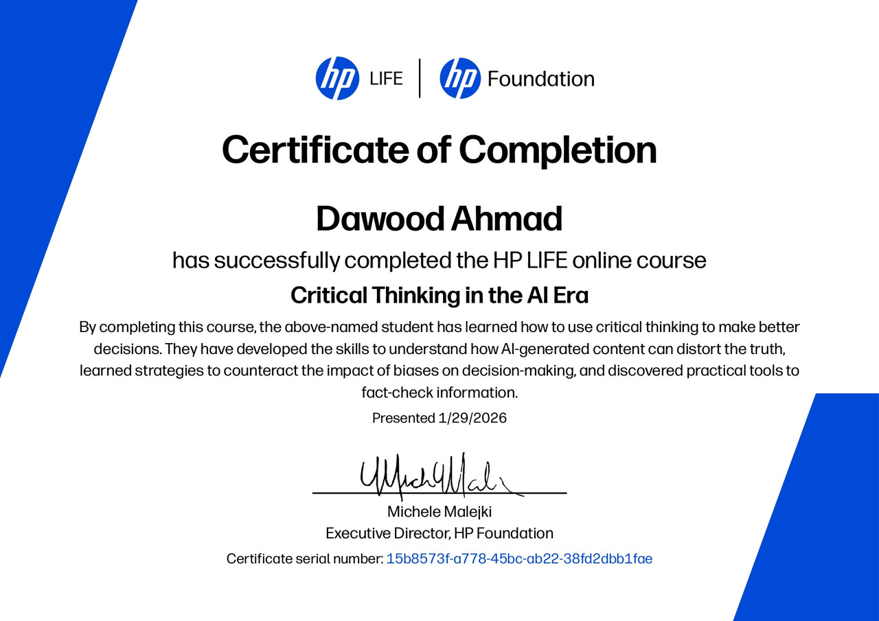 Dawood Ahmad — Full Stack Web Developer